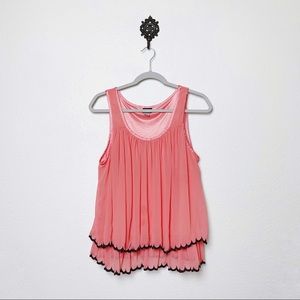 H&M Tank, Pink + Black, Layered Scallop Hem, 10